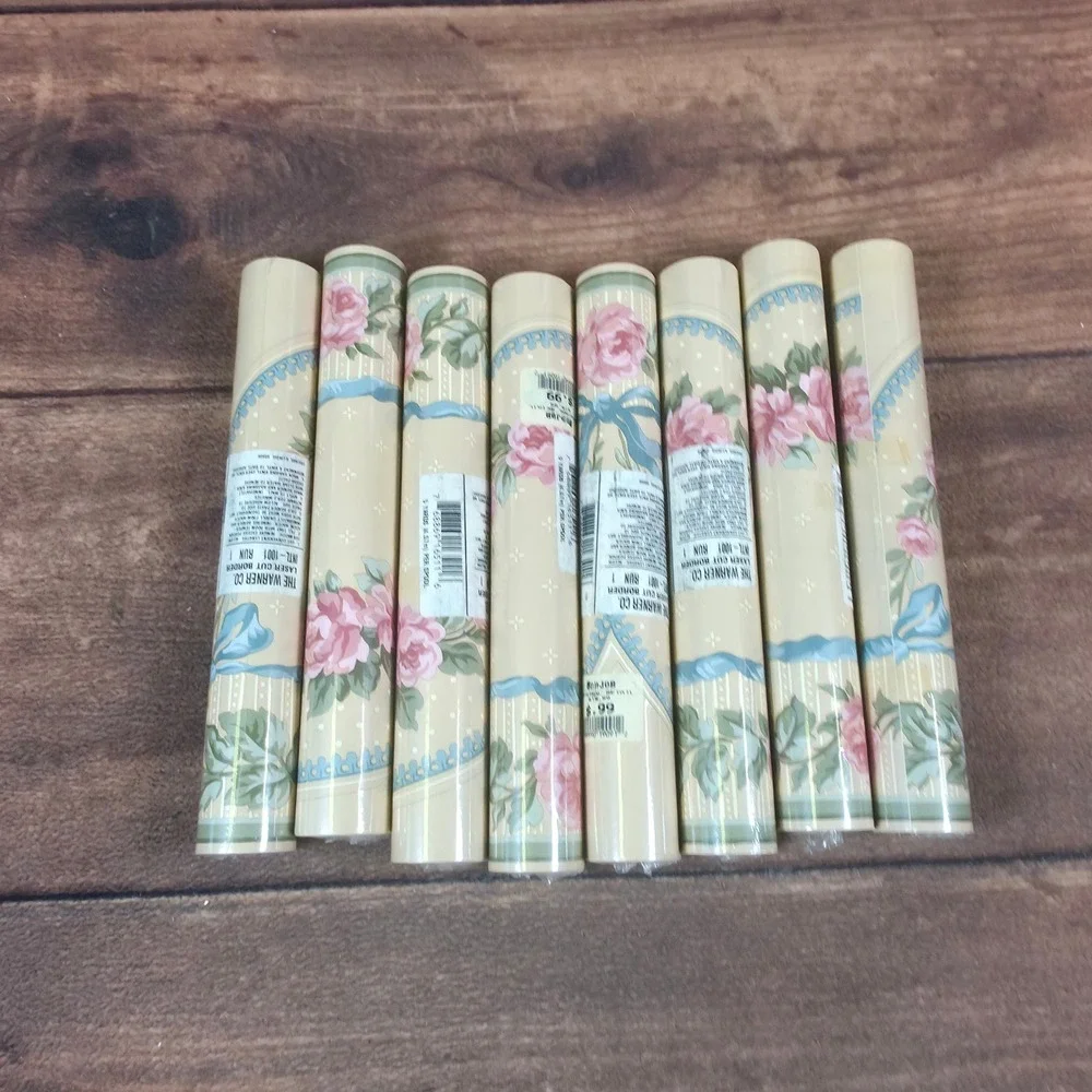 The Warner Co Wallpaper Border Home 8 Spools Beige New Floral Laser Cut 5yd